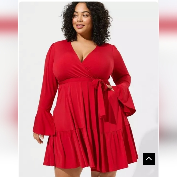 Torrid Red Mini Dress With Ruffle Sleeves Size 2X - Picture 3 of 11
